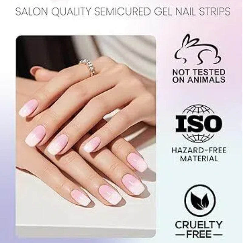 🔥Final 3 Hours: 50% OFF💅Semi Cured Gel Nail Strips | Gel Nail Stickers with UV Light Required💜