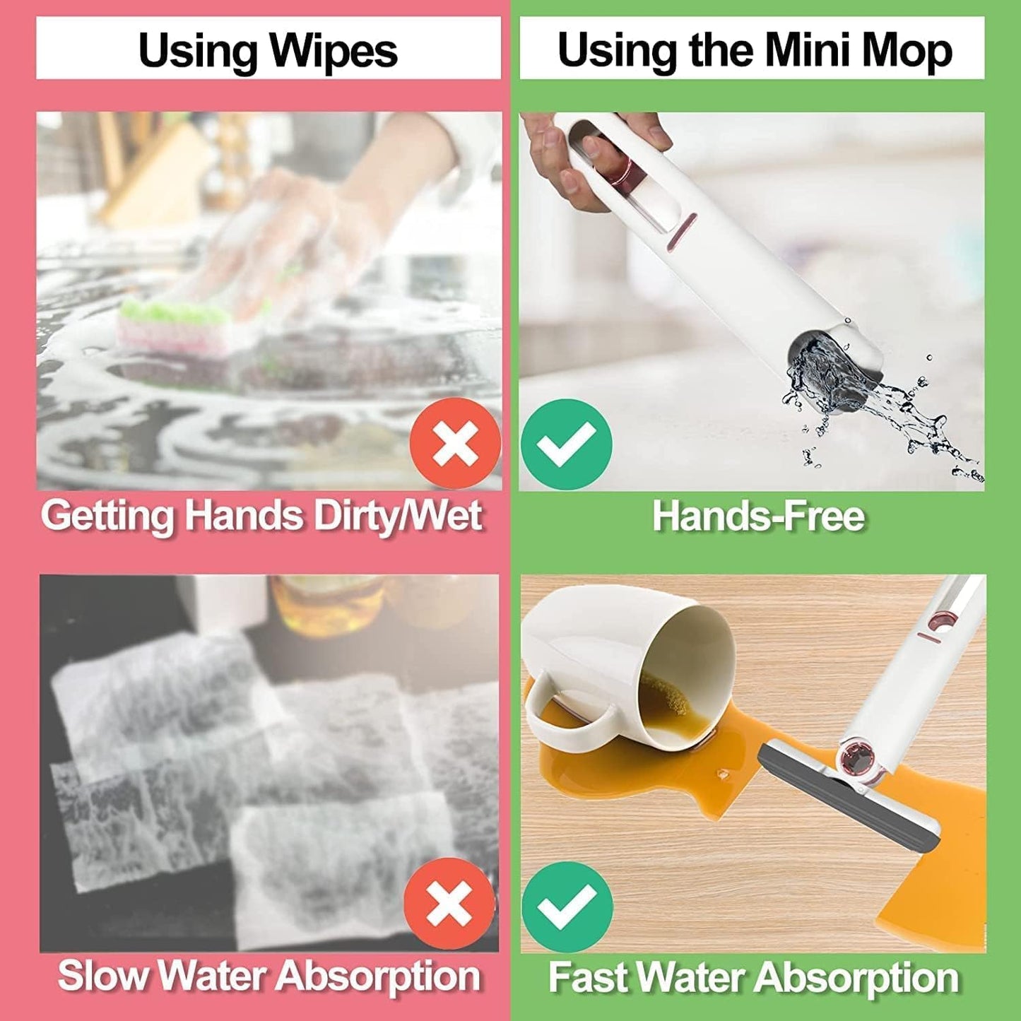 🌈LAST DAY 50% OFF🔥2025 New Lazy Portable Self-Squeezing Mini Mop