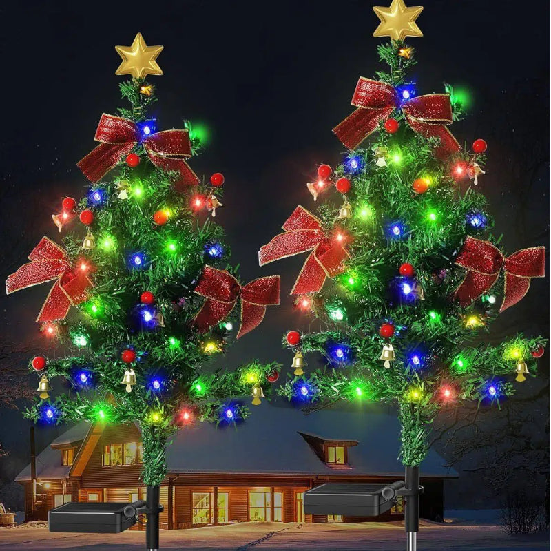 Solar Christmas tree lights holiday decorations, outdoor courtyards, gardens, lawns, small path lights, atmosphere lights