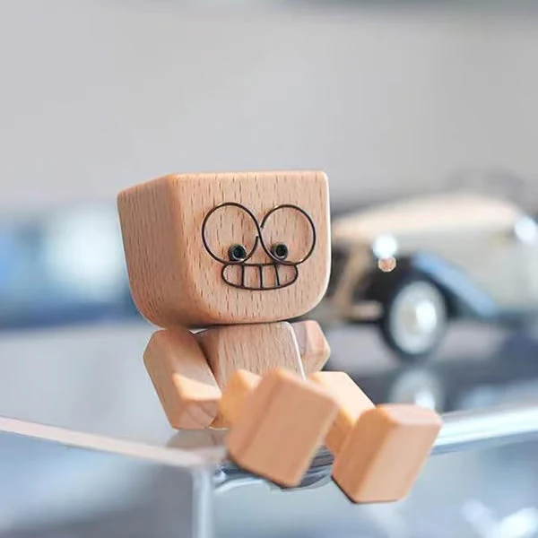 🔥 Up to 50% OFF 🎁 Handmade Charming Shaking Wooden Man Figurine with 12PCS Magnetic Expressions