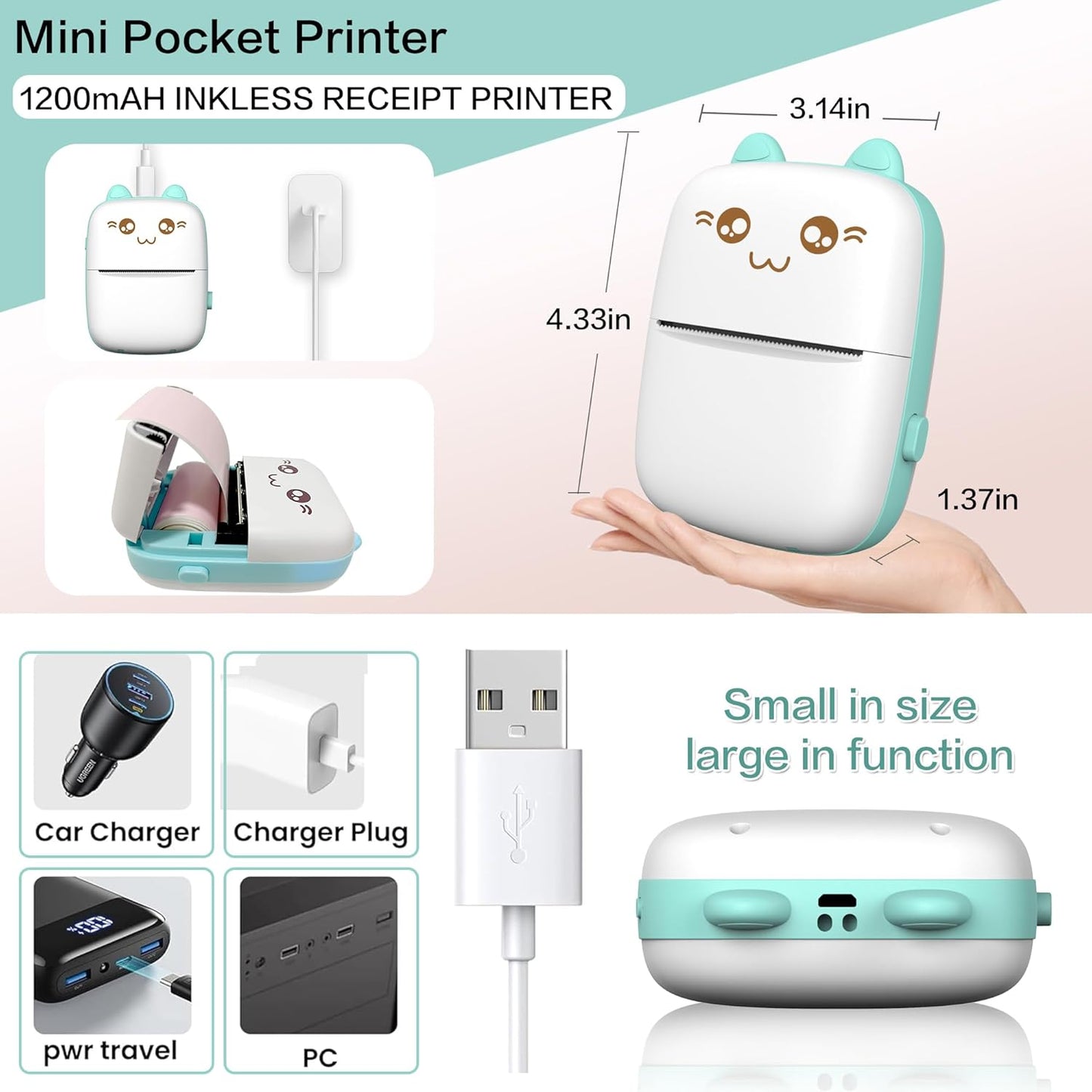 🎁 Up to 50% OFF 🖨️ Mini Sticker Printer, Pocket Thermal Sticker Printer Machine, Thermal Bluetooth Sticker Maker