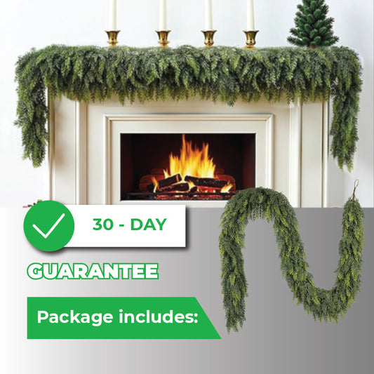 🎅🎄 Artificial Cedar Garland🌿for Table,Mantel, Wall – Perfect for Indoor & Outdoor Christmas Decorations