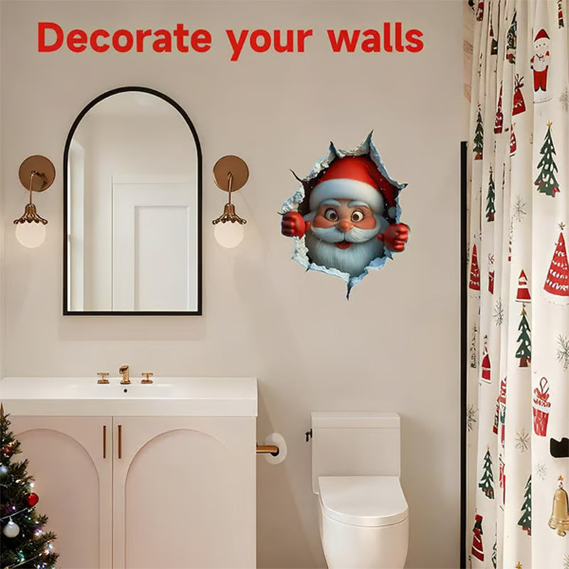 "Santa's Breaking In!" Christmas Wall Sticker 🎅 Funny Holiday Decor for Home 🎄