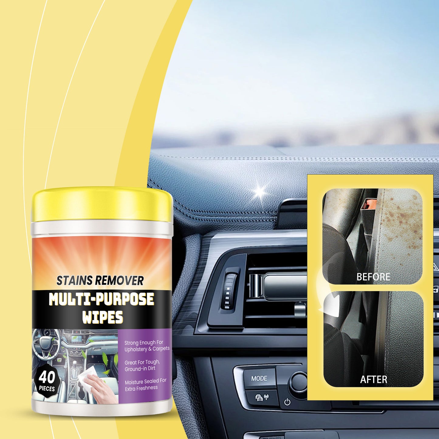 🔥 50% OFF 🔥Heavy Duty Cleaning Wipes, Disposable Car Wipes (40 Count)