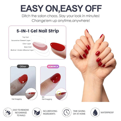 🔥Final 3 Hours: 50% OFF💅Semi Cured Gel Nail Strips | Gel Nail Stickers with UV Light Required💜