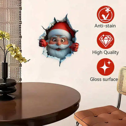 "Santa's Breaking In!" Christmas Wall Sticker 🎅 Funny Holiday Decor for Home 🎄