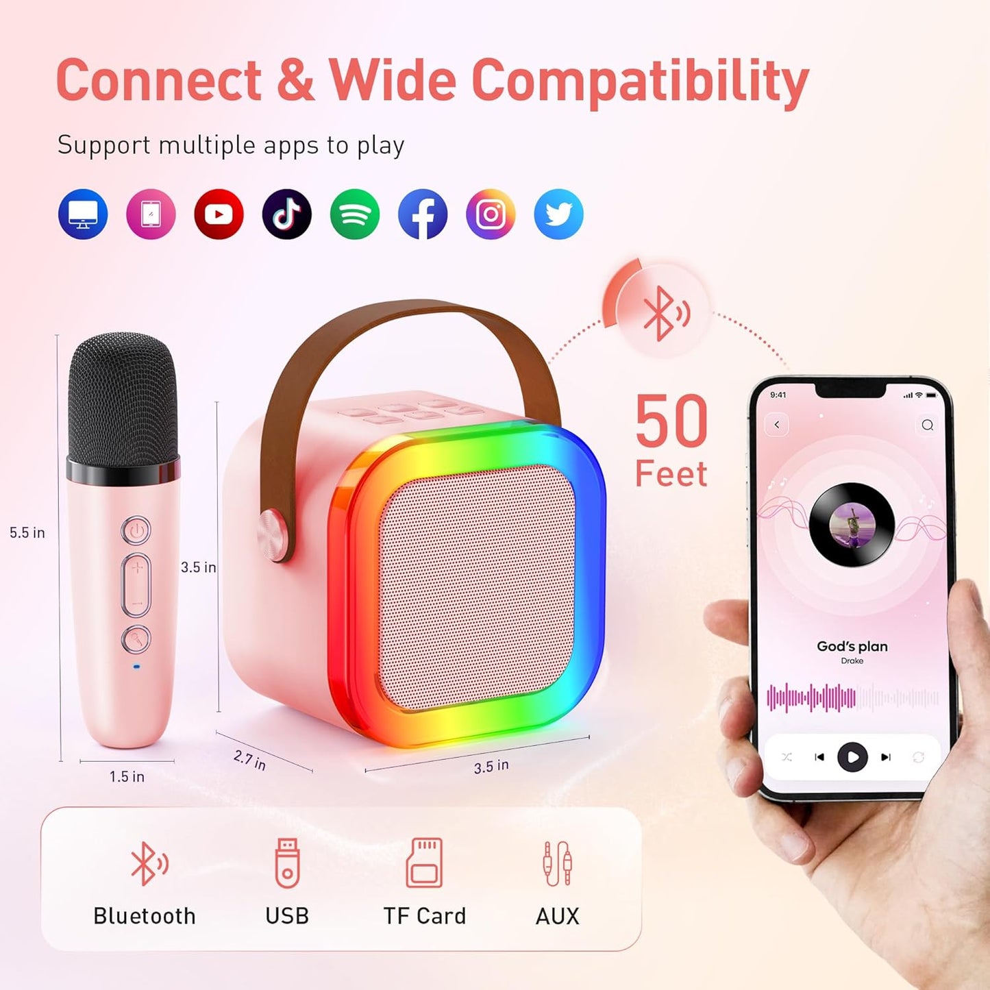 🔥 Up to 50% OFF 🎁 Mini karaoke machine with microphone and sound system