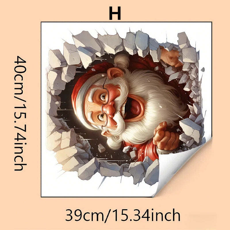 "Santa's Breaking In!" Christmas Wall Sticker 🎅 Funny Holiday Decor for Home 🎄