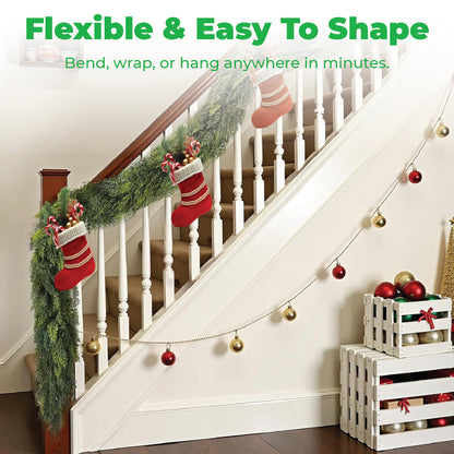 🎅🎄 Artificial Cedar Garland🌿for Table,Mantel, Wall – Perfect for Indoor & Outdoor Christmas Decorations