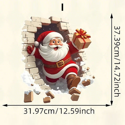 "Santa's Breaking In!" Christmas Wall Sticker 🎅 Funny Holiday Decor for Home 🎄