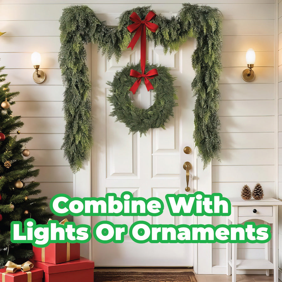 🎅🎄 Artificial Cedar Garland🌿for Table,Mantel, Wall – Perfect for Indoor & Outdoor Christmas Decorations