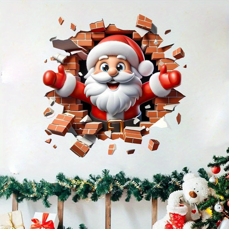 "Santa's Breaking In!" Christmas Wall Sticker 🎅 Funny Holiday Decor for Home 🎄