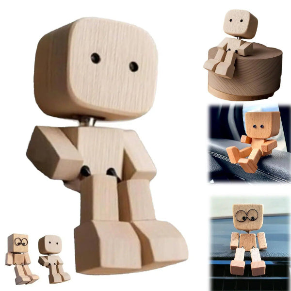 🔥 Up to 50% OFF 🎁 Handmade Charming Shaking Wooden Man Figurine with 12PCS Magnetic Expressions