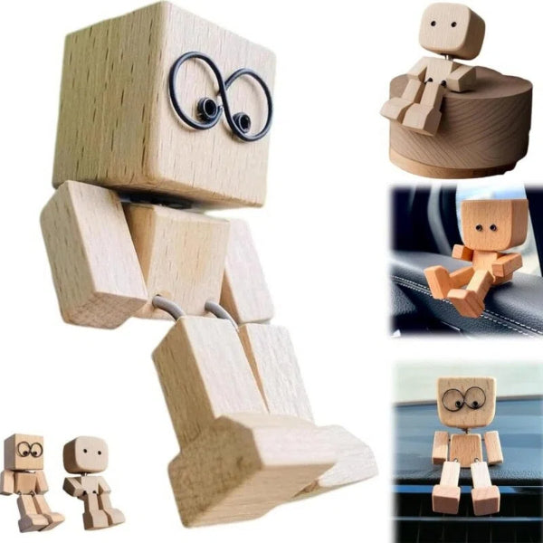 🔥 Up to 50% OFF 🎁 Handmade Charming Shaking Wooden Man Figurine with 12PCS Magnetic Expressions