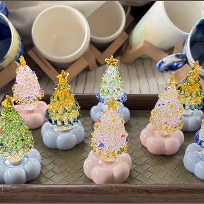🎅Handmade Glass & Ceramic Rotatable Christmas Tree Ornament 🎄