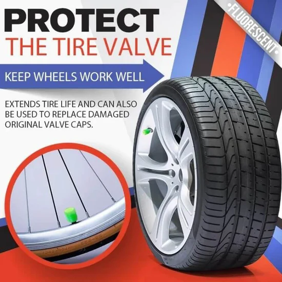 🌸Up to 50% OFF🔥UNIVERSAL FLUORESCENT CAR TIRE VALVE CAPS 4PCS