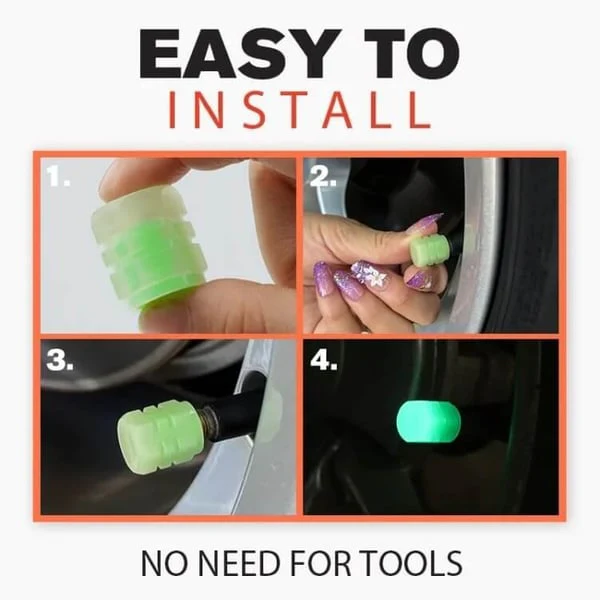 🌸Up to 50% OFF🔥UNIVERSAL FLUORESCENT CAR TIRE VALVE CAPS 4PCS