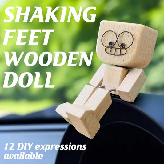 🔥 Up to 50% OFF 🎁 Handmade Charming Shaking Wooden Man Figurine with 12PCS Magnetic Expressions