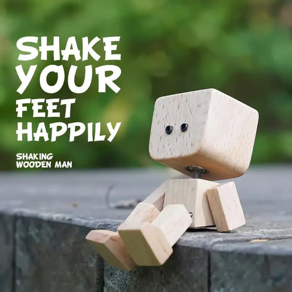 🔥 Up to 50% OFF 🎁 Handmade Charming Shaking Wooden Man Figurine with 12PCS Magnetic Expressions