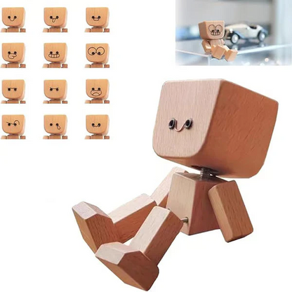 🔥 Up to 50% OFF 🎁 Handmade Charming Shaking Wooden Man Figurine with 12PCS Magnetic Expressions