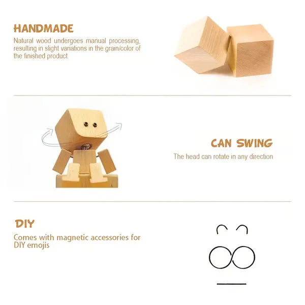 🔥 Up to 50% OFF 🎁 Handmade Charming Shaking Wooden Man Figurine with 12PCS Magnetic Expressions